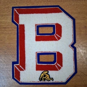 Letterman Jacket Letter B Patch Red White Blue Gold Chenille Wrestling 8¼" Vtg - Picture 1 of 12