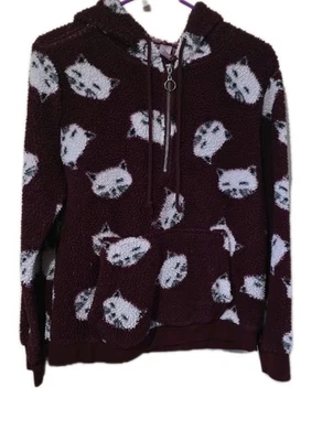 Juniors LG Nobo Pullover Hooded Sweater. Sherpa Hoodie 1/4 Zippered DEFECTIVE .. - Image 1 of 4