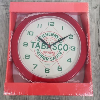 Vintage Tabasco Hot Sauce Wall Clock McIlhenny Company New Sealed Red Green - Image 1 of 4