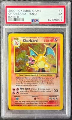 2000 POKEMON GAME BASE II #4 CHARIZARD-HOLO BASE II PSA EX 5 - Image 1 of 2