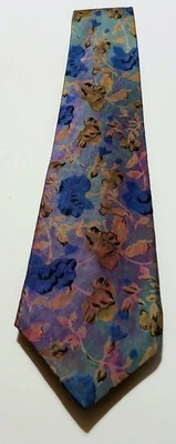 Vintage 90's Pierre Cardin Silk Mens Tie Purple Blue Pink Green Floral 57"x 3.5" - Image 1 of 4