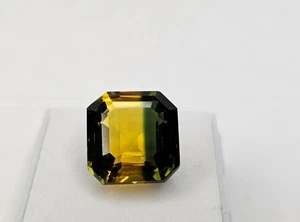 Awesome Bi-Colour Tourmaline Asscher Cut 13+Ct Natural Certified Loose Gemstone - Picture 1 of 6