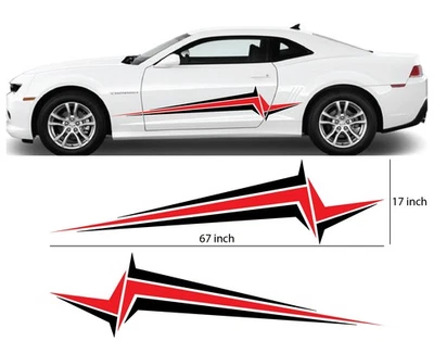 Calcomanías adhesivas laterales brillantes de vinilo para automóvil calcomanías de carrocería a rayas de carreras Camaro universal REXXX Foto 1 de 4