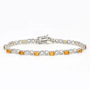 5x3 MM Natural Citrine 925 Sterling Silver November Birthstone Wedding Bracelet - Picture 1 of 8