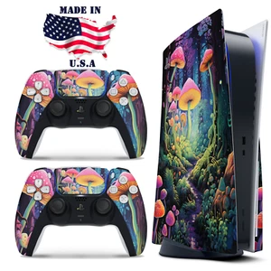 PS5 Disc Version Console & Controller Vinyl Skin Decal Wrap Mushroom Forest - Picture 1 of 3