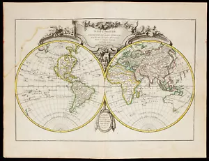 1780ca - Mappemonde ancienne - Carte géographique du monde - Janvier - Gravure - Bild 1 von 5