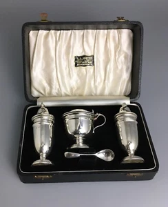 Antique Boxed Silver Cruet Set Viners Sheffield 1958 140g GCZX - Picture 1 of 6