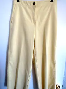 NEW ANN TAYLOR SZ.10 WIDE LEG-SOFT YELLOW- COTTON BLEND PANTS - Picture 1 of 6