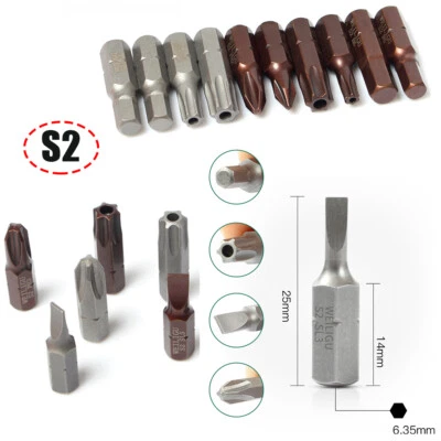 S2 Screwdriver Bits 25mm Slotted丨Hex丨Torx丨Phillips Magnetic / Non-magnetic new - Image 1 of 4