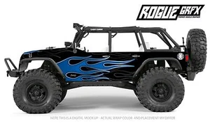 Axial SCX10 Rubicon or CRC Edition Body Graphic Wrap Skin- Hotrod Flames Blue - Picture 1 of 2