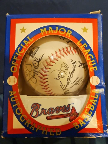 1994 atlanta braves logo stamped signature ball chipper jones smoltz bobby cox Cover