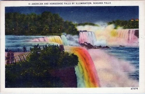 American Horseshoe Falls by Illumination Niagara Falls Postcard Unposted - Picture 1 of 2