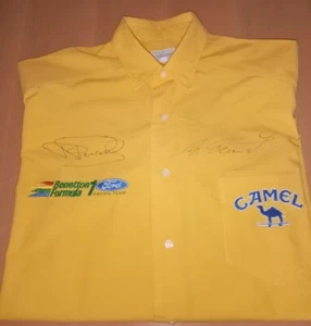 1993 F1 CAMEL BENETTON FORD MICHAEL SCHUMACHER/PATRESE SIGNED RACING TEAM SHIRT - Picture 1 of 11