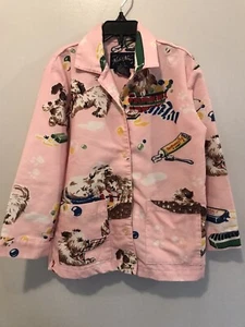 Nick & Nora Girls Pink Pajama Top Sz Small 6X Cute Retro Print! - Picture 1 of 6