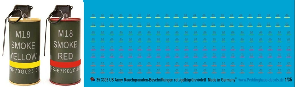 Peddinghaus-Decals 1/35 3393 US Esercito Rauchgranaten Scritte Rosso E Giallo - Immagine 1 di 1