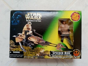 Star Wars 1996 Power Of The Force Speeder Bike w/Luke Skywalker  POTF - Picture 1 of 10