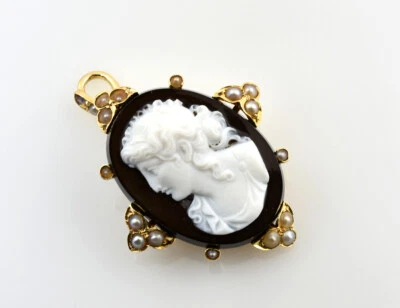 Anhänger Brosche Gemme Flussperlen 585/000 14 K Gelbgold - Bild 1 von 3