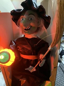 Vintage Animated Witch Halloween Rennoc Motion Jack-O-Lantern 21" Tall Working! - Picture 1 of 11