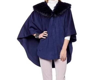 Women's Church Winter Fall Cashmere-Like Faux fur Collar Cape Jacke plus 2X3X US - Image 1 of 4