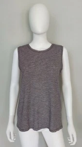 Athleta Breezy Bella Tank Top Damen S Modalmischung grau weiß gestreift Split Back - Bild 1 von 10