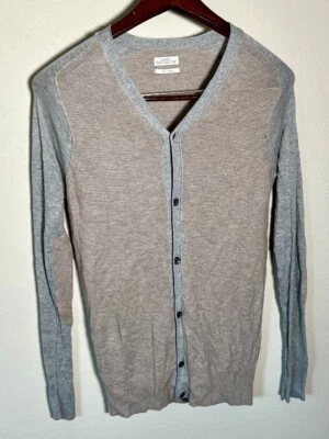 Кардиган All Saints из льняной хлопковой смеси светло-серый на пуговицах спереди свитер мужской размер S - Изображение 1 из 4