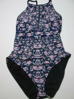 Traje de baño Mossimo para mujer talla M de una pieza negro floral correas ajustables Foto 1 de 4
