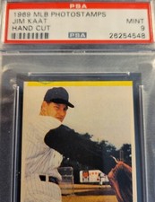 1969  MLB  Photostamps     Jim Kaat   HOF     PSA  9   MINT
