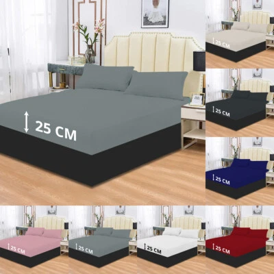 Fitted Bed Sheets 100% Polycotton Single & Double & King & pair Pillow cases