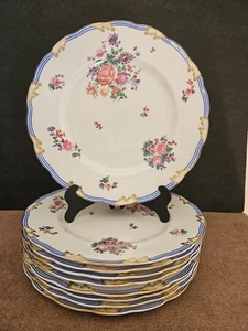 9 ANTIGUOS PLATOS DE CENA DE PORCELANA FLORAL MEDIA LUNA GEORGE JONES & SONS 10,5" - Imagen 1 de 11