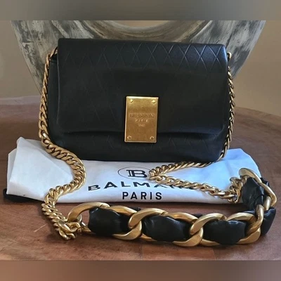 Mini bolso bandolera/hombro suave Balmain 1945 en cuero en relieve Foto 1 de 4