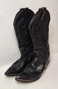 Justin Black Cowboy Boots 7.5B L4909 19850S068 - Picture 1 of 10