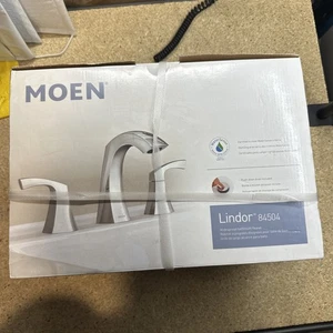 Moen Lindor 84504 breite 2-Griff WaterSense Waschtischarmatur Chrom - Bild 1 von 4