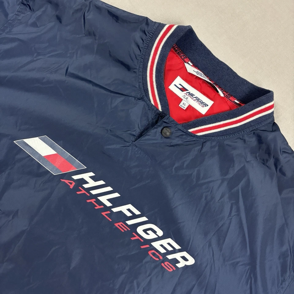 VGT 90’s Tommy Hilfiger Athletic Windbreaker Pullover Navy L Jacket Button Vneck - Image 1 of 4