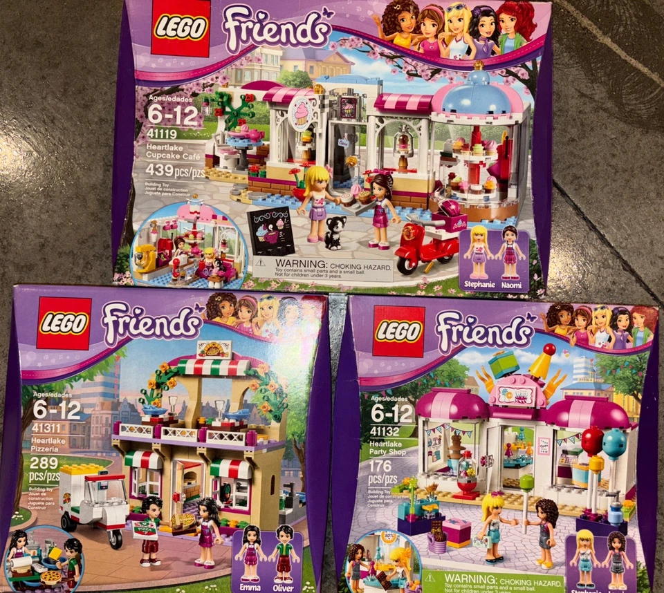 LEGO FRIENDS: Heartlake Cupcake Cafe 41119, Pizzeria 41311, & Party shop 41132 - Image 1 of 1