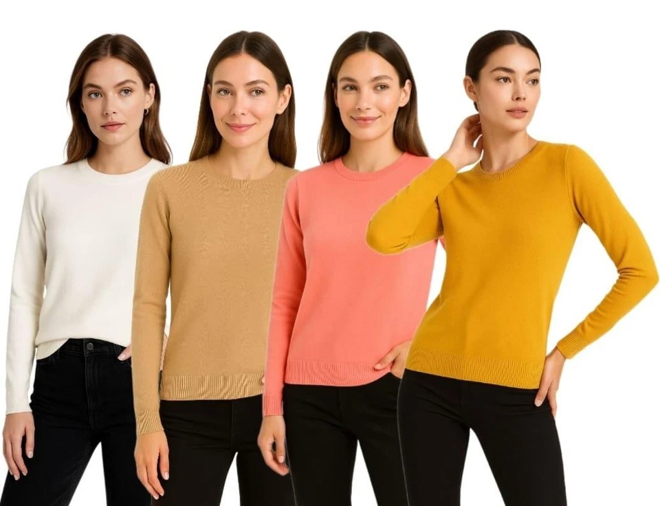 Ladies Crew Neck Jumper Ex High Street Soft Knit Long Sleeve Casual Top RRP £18 - Image 1 of 1