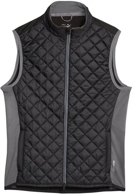 NWT Puma Frost Quilted Golf Vest Full Zip Primaloft 621523 01 Black Grey $200 M - Image 1 of 3