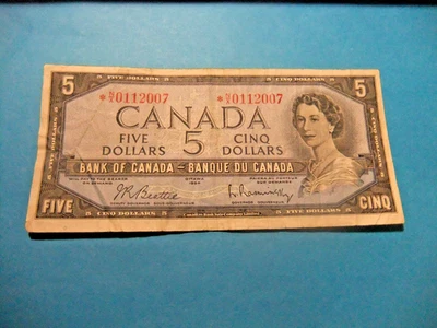 1954 Canada 5 Dollar Replacement Note *N/X 0112007 - VF - Low Issue - Image 1 of 2