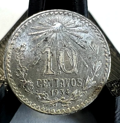 1934 Mexico 10 Ten Diez Centavos, KM# 431, UNC - Image 1 of 2