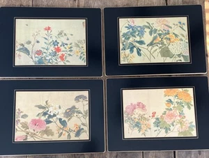 Vintage Set of 4 Lady Clare Hard Placemats Felt Chinese Flowers 10” X 14” - Picture 1 of 9