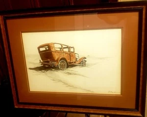 ORIGINAL LARRY GREER WATERCOLOR WHISKEY PAINTER "NO PLACE TO GO" 12" X 18"  - Picture 1 of 8