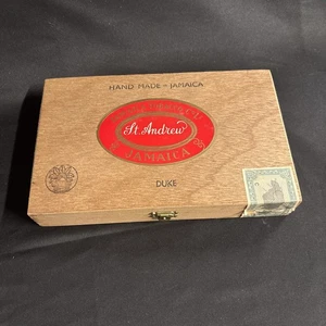 St. Andrew Vintage Wooden Finger Joint Cigar Box Jamaica Duke w/Inside Liner - Picture 1 of 6