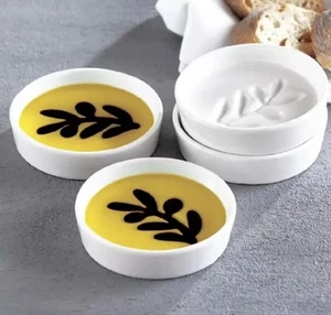 Jeanne Fitz 4pc Dipping Set Olive Oil Balsamic Vinegar Trays Plates 4" NEW - Picture 1 of 6