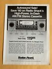 1983 Radio Shack Realistic Car Audio Radio Cassette Original VTG Print Ad 83-1