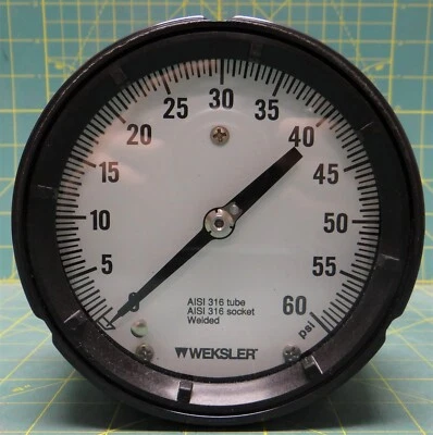 Weksler Royal Process Gauge 4 1/2" 0-60 PSI, 1/4" NPT Back Connection  - Image 1 of 4