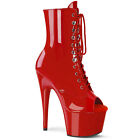 Sexy 7" red open top dancer ankle boots