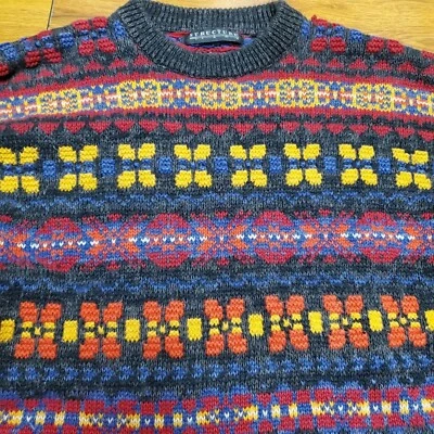Vintage 90s Y2K STRUCTURE Grandpa Sweater Mens Medium Cosby Pullover Chunky Knit - Image 1 of 4