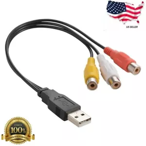 NEW USB 2.0 Male to 3 RCA RGB Female Video AV A/V Converter Cable For HDTV PC - Picture 1 of 3