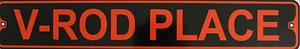 Metal Street Sign V-Rod Place Harley Davidson Biker Cave Bar Decor 3"x18" - Picture 1 of 2