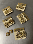 Boucles d'oreilles mode vintage Jordache or métal clip-on lot de 6 paires.