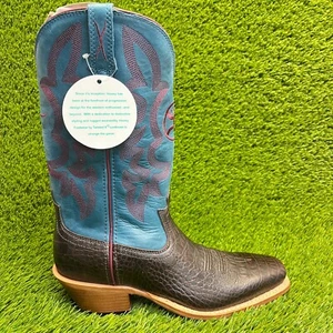 Twisted X Hooey 12" S Toe Womens Size 9 Blue Coffee Outdoor Cowboy Western Boots - Picture 1 of 10